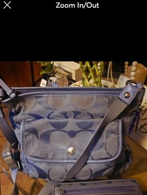 Coach Signature Messenger Crossbody Bag - Sky Blue With 2 Coach Charms